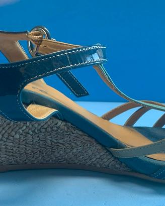 Sandali con Zeppa Corda in pelle Lucida