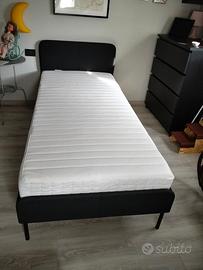 Letto singolo con rete e materasso