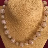 collana vintage in vetro di Murano rosa