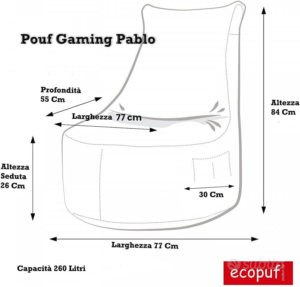 POLTRONA POUF DA GAMING PABLO IN ECOPELLE - Arredamento e