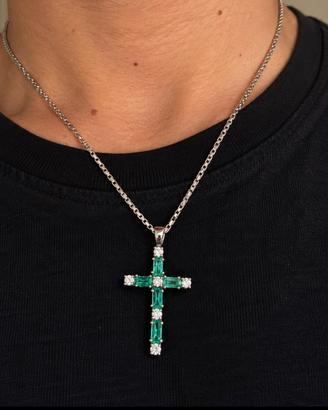 Collana in oro diamanti e smeraldi