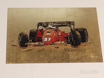 Quadro Ferrari Michele Alboreto 1984 placcato oro