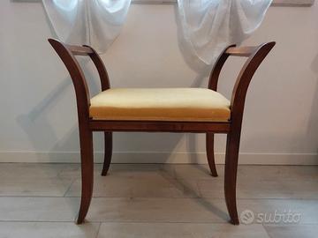 Panca in legno stile Impero con seduta imbottit