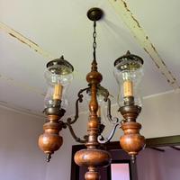 Lampadario soffitto in ferro battuto e Legno