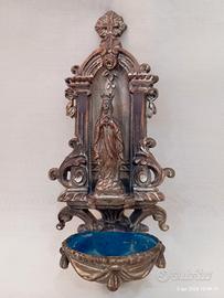 Antica acquasantiera francese Vergine Lourdes