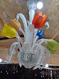 lampadario in vetro di murano anni 70