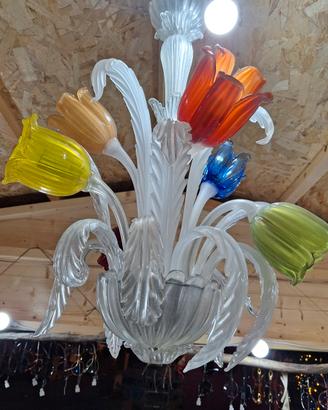 lampadario in vetro di murano anni 70