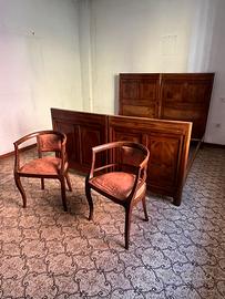 Letto e sedie in legno antico anno 1930