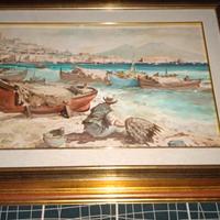 dipinto  paesaggistico mare e Vesuvio di Napoli