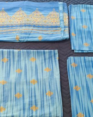 💙 Completo lenzuola matrimoniale azzurro con fant