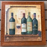 Quadretto in legno con dipinto a tema vino