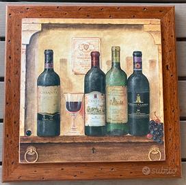 Quadretto in legno con dipinto a tema vino