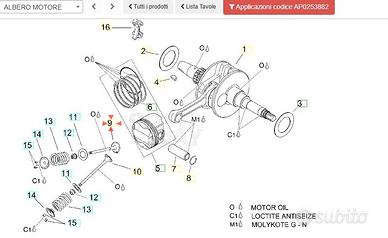 Valvola aspirazione Aprilia Scarabeo 125 AP0253882