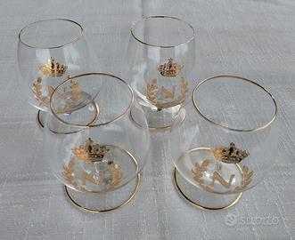 4 Calici Brandy/Cognac Napoleon Cristallo Oro