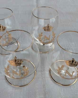 4 Calici Brandy/Cognac Napoleon Cristallo Oro