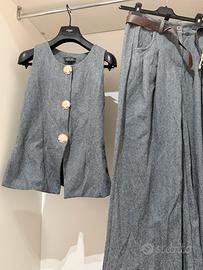 Completo grigio gilet + pantaloni, taglia M