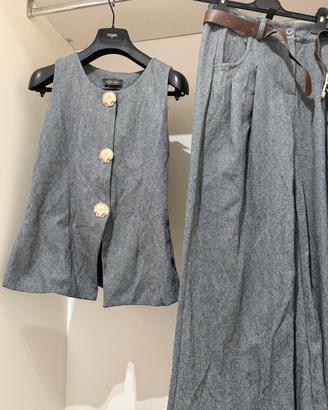 Completo grigio gilet + pantaloni, taglia M