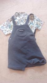 Set salopette corta e camicia nuova 18 mesi