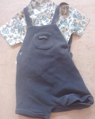 Set salopette corta e camicia nuova 18 mesi