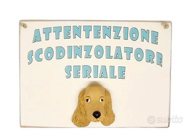 Targa in legno Cane Cocker in resina fatta a mano