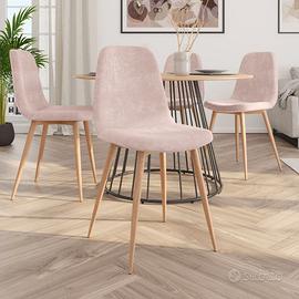 SEDIA VELLUTO ROSA CIPRIA PER TAVOLO E SCRIVANIA 