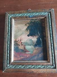  Coppia quadri  vintage, miniatura cm. 14 x 17