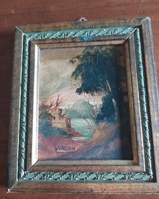  Coppia quadri  vintage, miniatura cm. 14 x 17