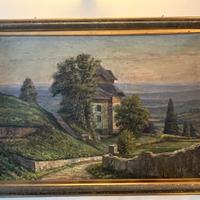 Quadro olio su tela paesaggio di campagna