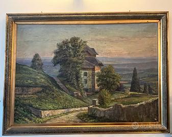 Quadro olio su tela paesaggio di campagna