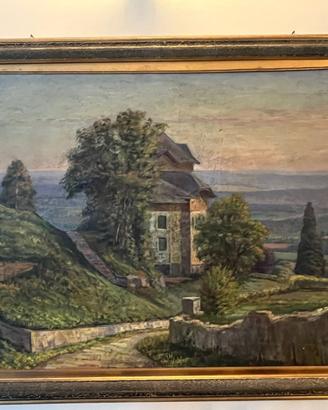 Quadro olio su tela paesaggio di campagna