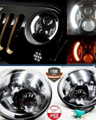 FARI LED 7'' Per JEEP WRANGLER JK 6500K Angel Eyes