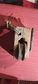 Puleggia legno antica ben conservata decorazione
