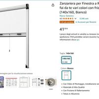 Zanzariera per Finestra a Rullo Bianca 140X160 kit