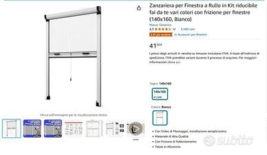 Zanzariera per Finestra a Rullo Bianca 140X160 kit