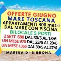 Case appartamenti giugno Mare Toscana Bibbona