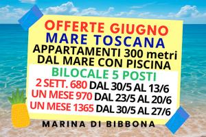 Case appartamenti giugno Mare Toscana Bibbona