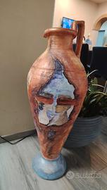 Anfora terra cotta dipinta a mano,