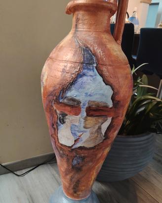 Anfora terra cotta dipinta a mano,