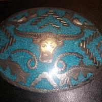 fibbia cintura cowboy country argento e turchese