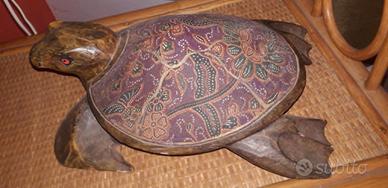 tartaruga legno grande vintage