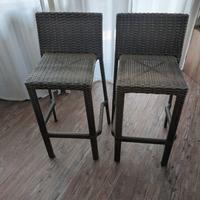Coppia sgabelli alti in rattan sintetico