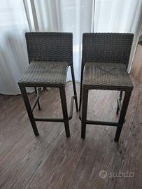 Coppia sgabelli alti in rattan sintetico