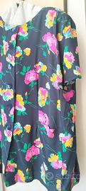 Completo donna gonna e blusa a fiori in pura seta
