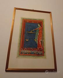 Quadri cornice legno dorata, stampe Aquarius-LIBRA