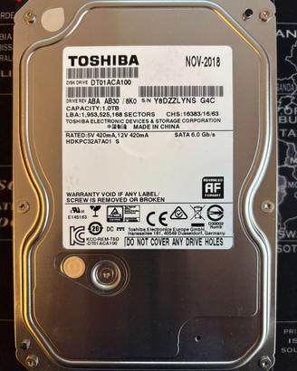 HARD DISK TOSHIBA 1TB 7200RPM 3,5" 1000GB 1 TERA