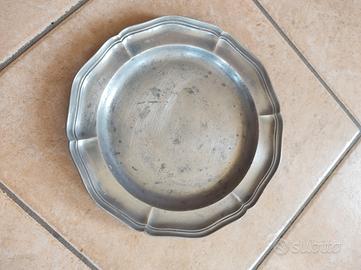 antico piatto in peltro vintage 
