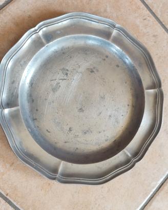 antico piatto in peltro vintage 