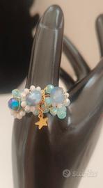 anello rame agata cristalli 