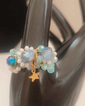 anello rame agata cristalli 