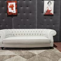 Divano 3 Posti Chesterfield Diva in tessuto perla